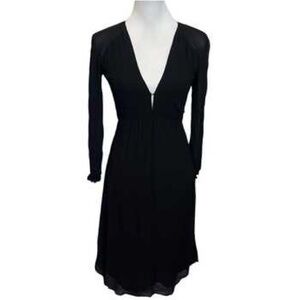Reformation nwot Black Long Sleeve plunge fairy goth midi tea dress Dress